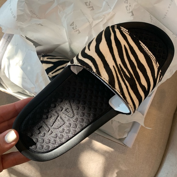 APL CALF HAIR ZEBRA PRINT OPEN TOE SLIDES SANDALS - Picture 6 of 6